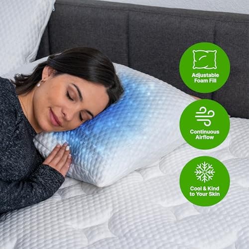 GhostBed Shredded Memory Foam Pillow with Adjustable Gel and Cooling Breathable Cover - King Size Shredded Pillows CertiPUR-US Certified 2-Pack 5