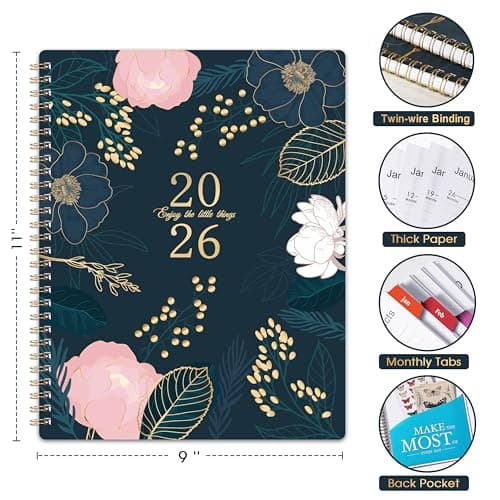 2026 Planner - Planner 2026, January - December 2026, Weekly and Monthly Planner, 9'' x 11", 2026 Calendar Planner, Monthly Tabs, Twin-wire Binding, Back Pocket, Holidays 6