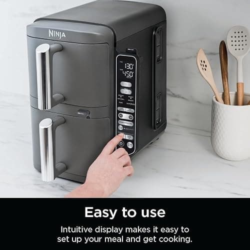 Ninja DoubleStack XL Smart Air Fryer, 2-Basket, 10 QT, 6-in-1, DoubleStack Technology Cooks 4 Foods at Once, Space Saving Design, Air Fry, Broil, Bake SL451 13