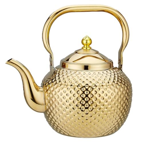 SANQIAHOME 1200ml teapot with Infuser stainless steel Water Boilers lifting handle Tea Maker Water Kettle for Induction/Gas gold