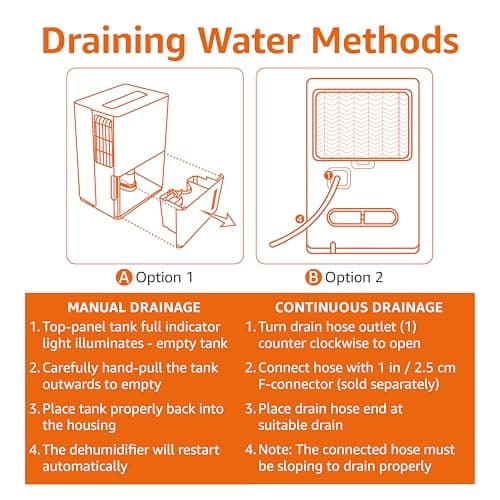 Amazon Basics 35-Pint Large Dehumidifier for Home, Energy Star Certified, Humidity Control, Auto-Defrost, Timer, Overflow Protection, for Rooms up to 2500 SFT, White 5
