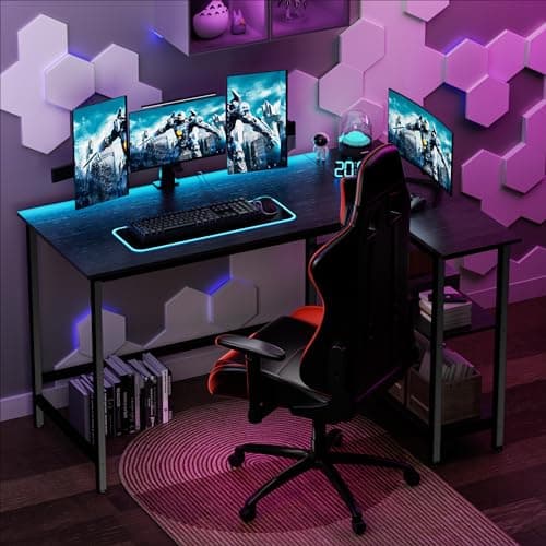 WOODYNLUX L Shaped Desk - 39" Home Office Computer Desk with Shelf, Gaming Desk Corner Table for Work, Writing and Study, Space-Saving, Black 5