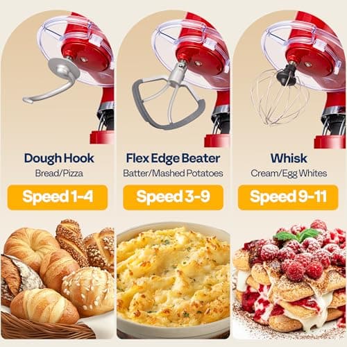 VIVOHOME Stand Mixer with Fermentation, One-Touch Presets Electric Dough Mixer with 6 Qt Bowl, Kitchen Standing Mixer for Baking, Cake with Flex Edge Beater, Bread Hook, Whisk, Red 6