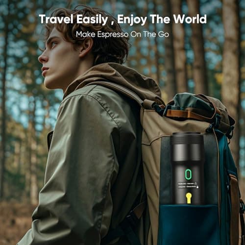 Portable Electric Espresso Machine, Car Self-Heating Coffee Maker with USB-DC, Travel Coffee Machine for Camping, Compatible With NS Capsules & Ground Coffee, Portable Coffee Maker for Hiking, RV,Home 8