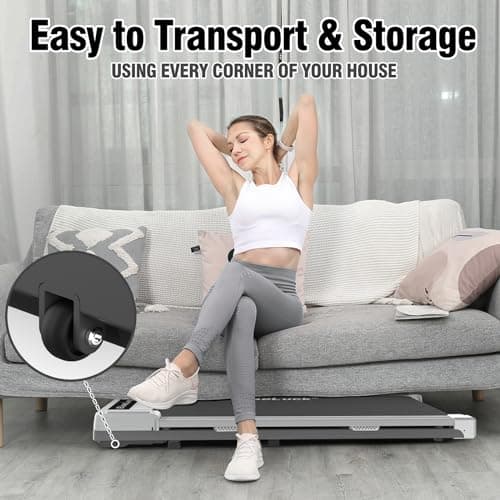 Elseluck Walking Pad Under Desk Treadmill for Home Office With Remote Control, LED Display (Silver) 6