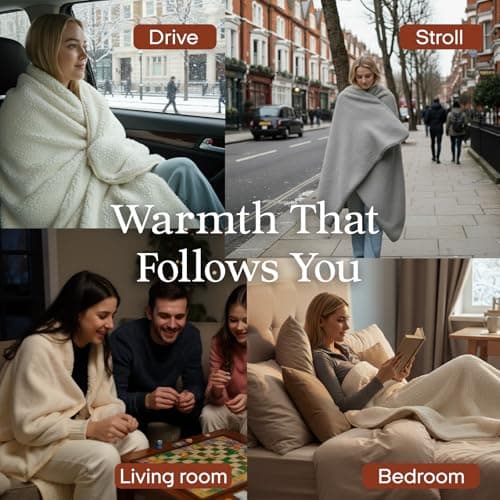 ZonLi Heated Blanket, Portable Battery Operated Blanket, 10000mAh Large 50"x60" Cordless Rechargeable Electric Throw for Adults, Camping, Car Travel & Home Use 7