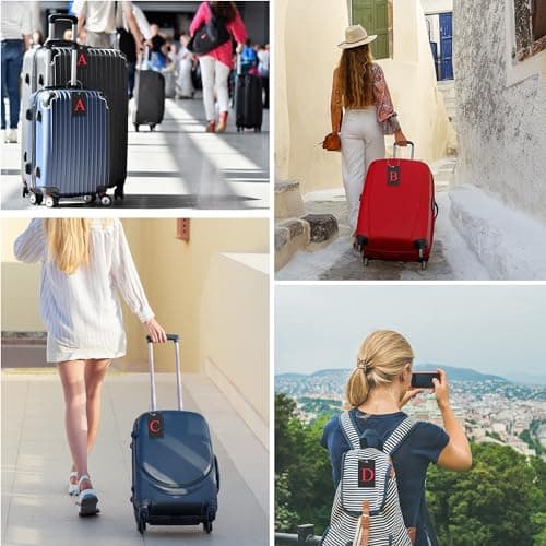 Gostwo 2 Pack Luggage Tags for Suitcases, 26 Initial Letter Travel Luggage Baggage Identification Labels ID Tag Fully Bendable Tags with Stainless Steel Loop (Black) (Letter J) 5