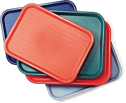 Carlisle FoodService Products Fast Food Cafeteria Tray 14" x 18", Durable Polypropylene with Slip-Resistant Surface, Stackable for Cafes and Schools, BPA-Free, Black 8