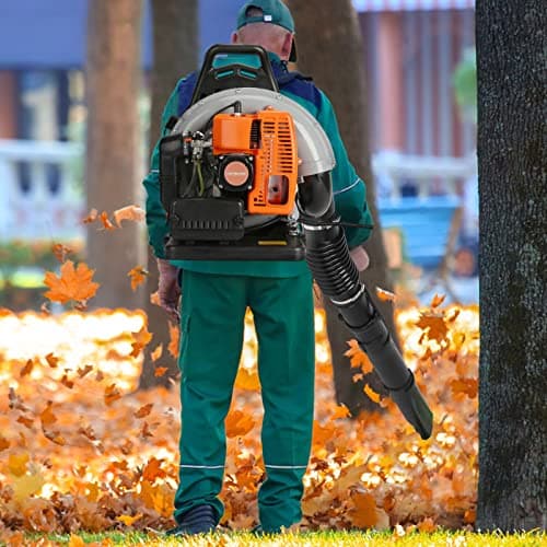 ZTGD 63CC 3HP 2 Stroke Backpack Gas Powered Leaf Blower, High Strength Snow Grass Lawn Blower Air Cooling Gasoline with Single-Cylinder Air-Cooled for Gutter,Garden,Yard Ora Orange 5
