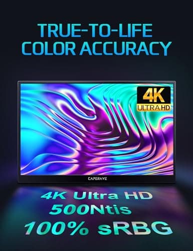 CAPERAVE 17.3" Portable Monitor 4K, 500 Nits 3840 * 2160p 100% Adobe RGB Travel Monitor with Bulit-in Kickstand & Speakers, Portable Computer Monitor, External Monitors for Laptop PC Xbox Switch PS4/5 3