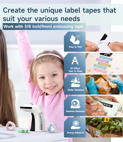 Labelife Embossing Label Maker Machine with Tapes,Omega S Vintage Embossed Label Maker,Retro Embossing Machine with 3 Rolls 3D Embossing Label Tapes Waterproof for Home Office Kids DIY Crafting, Black 5