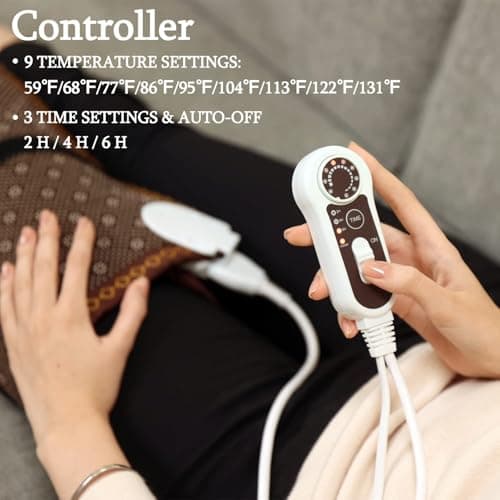 Far Infrared Heating Pad,Natural Jade and 2 Different Tourmaline Heating Pad,Electric Heating Pads for Back Neck Shoulders and Abdomen,Auto Shut Off Function,Christmas Gifts for Women Men 23.6" X15.7" 5