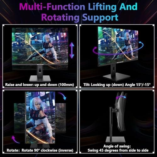 27 Inch Gaming Monitor 2K 1440P Can be liftable rotated IPS Computer Monitor, 165Hz丨1ms丨HDR 400丨95% DCI-P3丨120% sRGB，Speaker, G-SYNC And Free-sync Compatible, VESA Mountable, DisplayPort 1.4*2, HDMl 7