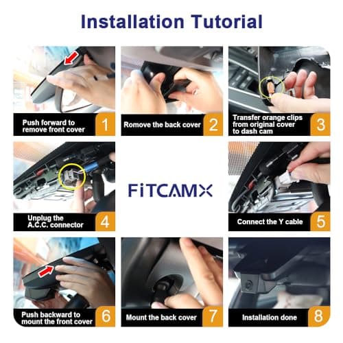 Fitcamx Front 4K+Rear 1080P Dash Cam Adapts for Toyota Grand Highlander 2024-2026 Hybrid (HD2-0E130), OEM Factory Look, Dual HD Video, WiFi & APP, Loop Recording, G-Sensor, Easy to Set, 128GB Card 6