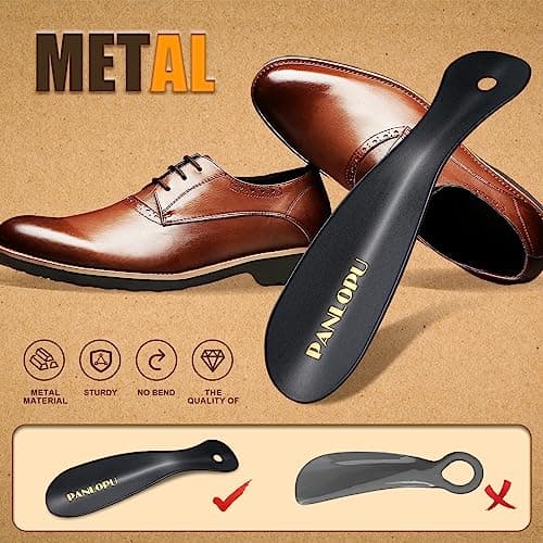 PANLOPU Metal Shoe Horn 7.5Inch Portable Quality Stainless Steeln Shoe Horn Fashion Travel (Black) 5