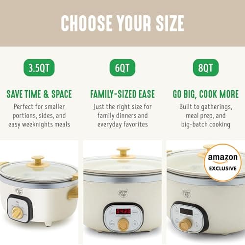 GreenLife 6QT Slow Cooker, Non-Toxic PFAS-Free Ceramic Nonstick Removable Interior Bowl, Programmable, Family Friendly, Keep Warm, Stovetop & Oven Safe, Dishwasher Safe Crock, Timer, Glass Lid, Cream 11