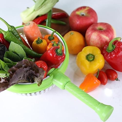 BANU Salad Spinner, Multi-Use Kitchen Collapsible Spinning Colander with Handle, Strainer, Washer Dryer Drainer Compact Storage, for Washing, Cleaning & Drying Greens, Vegetables, Fruits 8