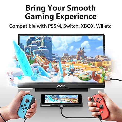 KYY Portable Monitor Latest 15.6'' FHD 1080P USB-C HDMI Laptop Monitor w/Smart Cover Bag & Dual Speakers, External HDR Computer Screen, Travel Gaming Monitor for PC MAC Phone Xbox PS4/5 Switch 7