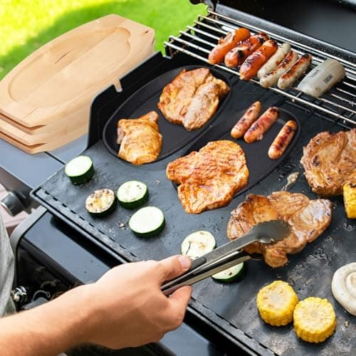 6 Pieces Oval Cast Iron Fajita Skillet Pan Set Small Sizzling Steak Plate with Wooden Base and Handle Cast Iron Fajita Skillet Sizzling Plate for Home Valentine's Day(9.5 in x 5.5 in, Natural Wood) 5