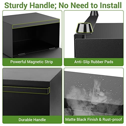 Cedwnuer Home Bread Box, Kitchen Counter Container with Magnetic Holders Large Capacity Food Storage Container Farmhouse Bread Box, Black 6