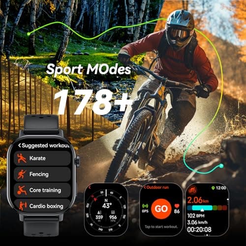 GPS Smart Watch for Men Women, 2.06" AMOLED Smartwatch with Bluetooth Call, 178+ Sports, Fitness Tracker with Compass/SPO2/Heart Rate/Sleep Monitor, 3ATM Waterproof for Android iOS, Outdoor Activity 5