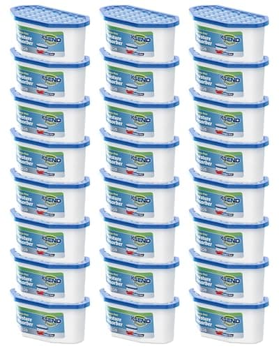 Ksend Moisture Absorbers, 24 Pack, Compact Dehumidifier for Closet, Efficient Humidity Absorber Boxes, Moisture Absorber for Closet, Odor Eliminator with Fragrance Free, Blue, 6.4oz, 300ml