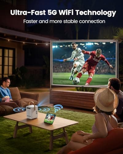 [Built-in Battery & Apps] Mini Projector with WiFi and Bluetooth, Battery Powered Projector 1080P, TOPTRO Smart Portable Projector, Auto Focus Keystone, Outdoor Movie Projector for Phone/TV Stick 7