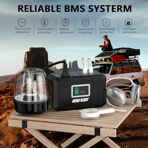 HOWEASY Portable Power Station120W(240W Peak), 24000mAh Camping Solar Generator, Portable Power Bank with 2 110V AC Outlet / 2 DC /3 USB QC3.0/LED Flashlight for Home Camping Emergency Backup 6