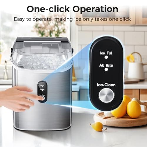Kismile Nugget Ice Makers Countertop, 35Lbs/24H,Portable Sonic Ice Machine with Self-Cleaning/One-Click Operation for Home/Office(Stainless Steels Silver) 5
