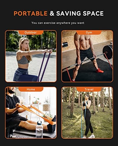 SUNPOW Pull Up Assistance Bands - Set of 5 Resistance Heavy Duty Workout Exercise Stretch Fitness Bands Assist Set for Body, Instruction Guide and Carry Bag Included 6