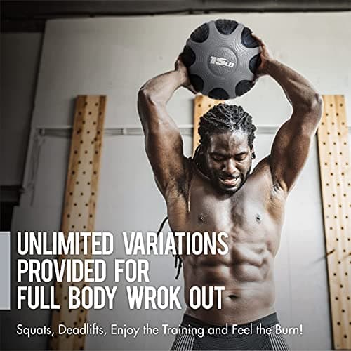 WF Athletic Supply Medicine & Exercise Ball - Durable Rubber & Consistent Weight Distribution; Comfort Textured Grip for Strength, Balance & Core Training, Dual Texture, 42LB Weight Set 6