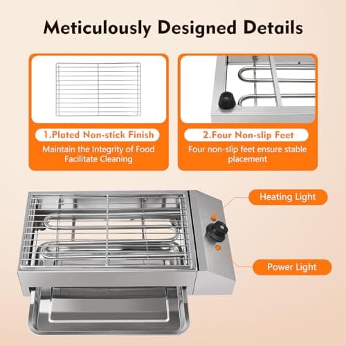 Smokeless Indoor Grill, 1800W Electric Grill with Adjustable Temperature 122°F-302°F and Removable Stainless Steel Griddle, Perfect for Restaurant, Camping, or Party Use 9