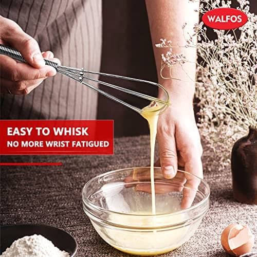 Walfos Mini Whisks Stainless Steel, Small Whisk 2 Pieces, 5in and 7in Tiny Whisk for Whisking, Beating, Blending Ingredients, Mixing Sauces 8