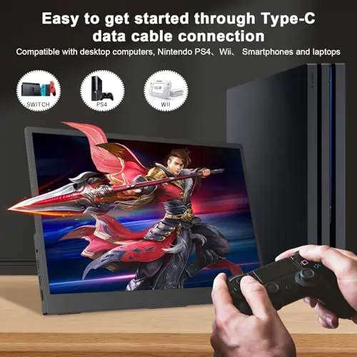 Portable Monitor for Laptop, 10.5" Screen Extender 1920x1280P IPS Travel Monitor 3:2, 500nits, 2000:1, w/45° Adjustable Stand, Standard HDMI USB-C Computer Display for Laptop PC Phone Mac PS4 Xbox 2