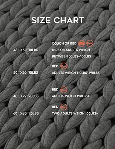 YnM 100% Cotton Weighted Blanket, Handmade Chunky Knitted Throw, No fillers Design, Soft and Breathable, Machine Washable Bed Blanket for Sleep or Home Decor (Lighte Grey, 40x50 Inch, 10lbs) 6