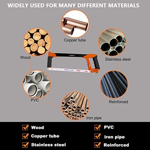 JUGREAT 12" Hacksaw Blades Replacement Bi-Metal,Bi-Metal Safe Flex Metal,High Speed Steel -32TPI (10 Pack) 6