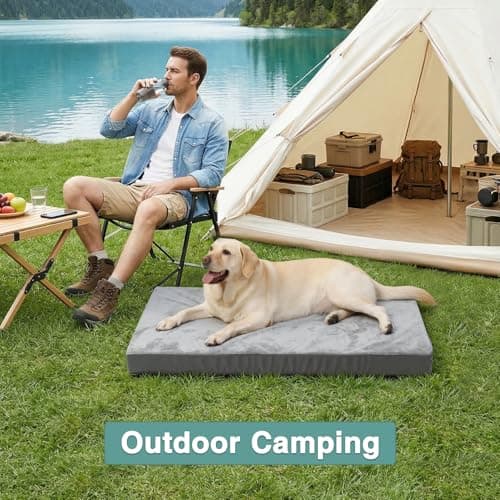 Vonabem Waterproof Outdoor Dog Bed Large Medium Sized Dogs, Washable Crate Pad 35 inch, Foam Orthopedic Pet Beds with Removable Cover,Durable Anti-Slip Kennel Pads 35"x22", Gray 6