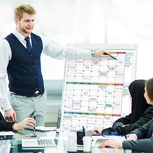 Large Dry Erase Calendar for Wall - Undated 3 Month Wall Calendar, 28" x 40"(Vertical), Dry Erase Calendar for Wall with 8 Stickers - Colorful 8