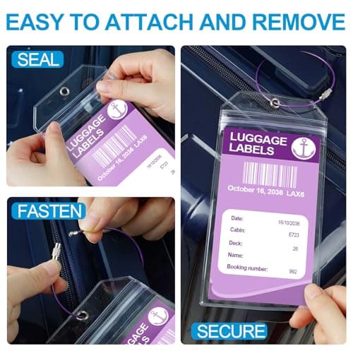 Oicumic Cruise Luggage Tag Holder, 6 Pack Luggage Tags for Suitcases, Waterproof Clear PVC Perfect Fits All Cruise Lines, Reusable Travel Ship Essentials with Steel Loop 5