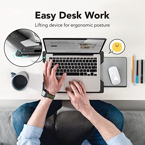 EHO Laptop Lap Desk with Retractable Mouse Pad, Portable Ergonomic Lap Pad with Heat Shield and Foldable Stopper, Lightweight Travel Lapdesk Fits up to 16" Laptops, Bed Sofa or Work Use 6