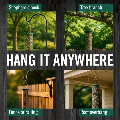 Droll Yankees Squirrel Proof Bird Feeders for Outdoors - YF-M - Flipper, Collapsible Perches, 5-Pound Seed Capacity, Green 6