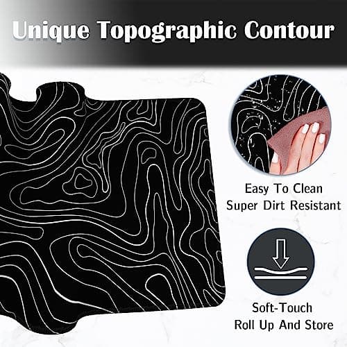 UJoowalk Topographic Gaming Mouse Pad, Large, Black and White, 31.5 x 11.8 in 8