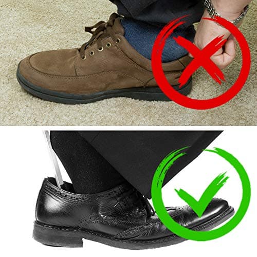 OFITMAGIC 31.5" Extra Long Handled Shoe Horn,Metal Shoehorn for Men and Women,Heavy Duty Extended Stainless Steel Shoe Horn with Leather Grip for Seniors Pregnant Back Pain 6