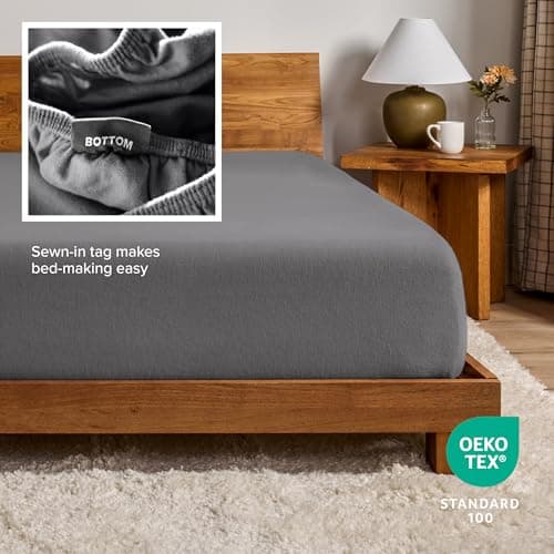 Bare Home Flannel Fitted Bottom Sheet 100% Cotton, Velvety Soft Heavyweight - Double Brushed Flannel - Deep Pocket (King, Grey) 5