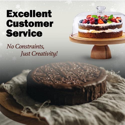 AZ-Homey Cake Stand with Acrylic Dome Lid 2-in-1 Multifunctional Round Shatterproof Dessert Table Display Set with Acacia Wood Serving Platter, Veggie Tray, Fruit Bowl, Donut Stand, Nachos Plate 7