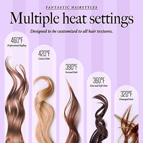 Laurenza 2-in-1 Hair Straightener & Curler, 2 Inch Plate, 8.5" Extra-Large Ceramic Iron with 20M Anions (Purple) 7