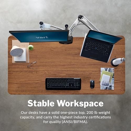 Vari Electric Standing Desk - 60x30 VariDesk, Adjustable Height Stand Up Computer Desk - Dual Motor with Memory Presets, Stable T-Style Legs- Home Office Essentials - Walnut 5