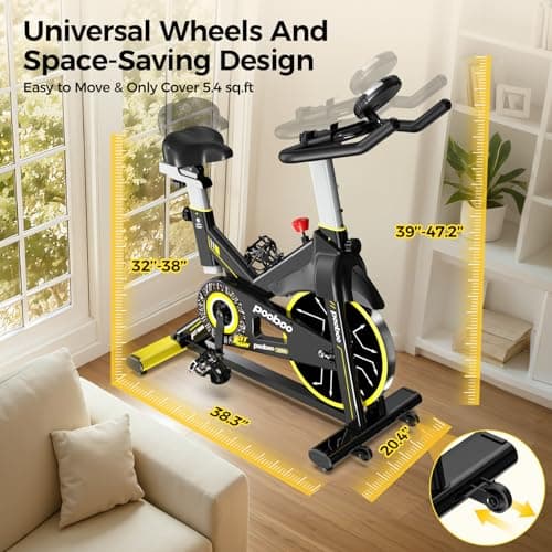 pooboo Magnetic Exercise Bike, Indoor Cycling Bike with Self-Developed App, Quiet Indoor stationary bikes with 330lbs Weight Capacity Comfortable Seat,Tablet Mount and Fitness Courses for Weight Loss 6