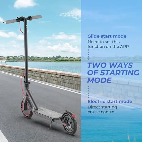 Roinside Electric Scooter Adults - 8.5" Solid Tires/350W Motor, 19 MPH Digital Display, Up to 21 Miles Long-Range Commuting Folding E-Scooter with Dual Braking System and App Control 4