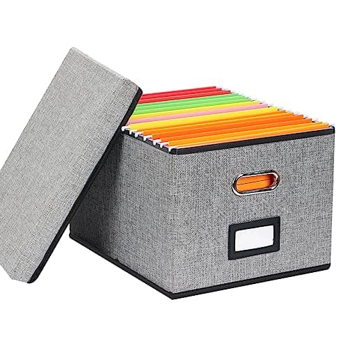 EOOUT 1 Pack File Folder Organizer, File Organizer Box, Hanging File Folder Box with Handles for Office, Home, School Storage (Dark Gray)